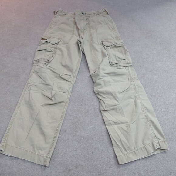 Polo Jeans Ralph Lauren Pants 30 Beige Cargo Ripstop Side Adjusters Y2K - Picture 1 of 10